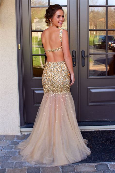 Straps Mermaid Tulle Shining Sexy Backless Beading Long Prom Dress