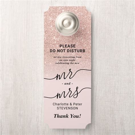 Rose Gold Glitter Do Not Disturb Welcome Wedding Door Hanger Zazzle