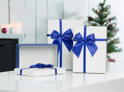 3er Set edle Geschenk Boxen mit blauer Schleife 3 verschiedene Grössen