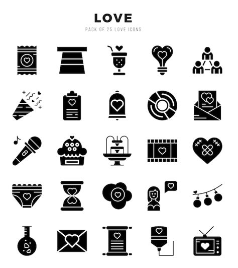 Colecci N De Iconos De Glifos De Amor Juegos De Iconos Ilustraci N