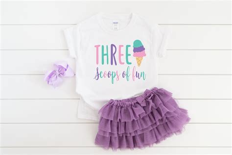 Three Scoops Of Fun Ice Cream Girls 3rd Birthday Shirt 3rd Etsy