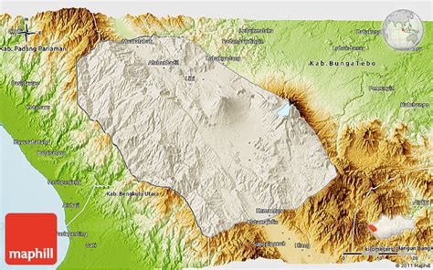 Shaded Relief 3d Map Of Kab Kerinci Physical Outside