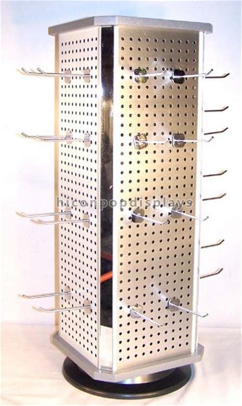 Metal Hook 4 Way Rotating Pegboard Display Stand Countertop For Hanging Items