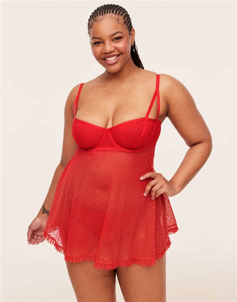 Aubrey Dark Red Plus Unlined Babydoll Xl X Adore Me