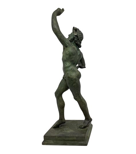 Scultura Bronzo Patinato Verde Raffigurante Fauno Danzante Di Pompei