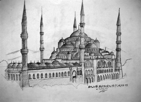 Masjid Sketch at PaintingValley.com | Explore collection of Masjid Sketch