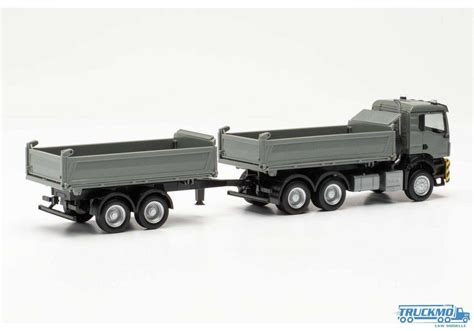 Herpa MAN TGS NN Construction Tipper Truck Trailer Grey Yellow 316255