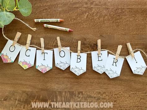 Cute October Banner Coloring Page with Pumpkins! {FREE PRINTABLE!} - The Art Kit