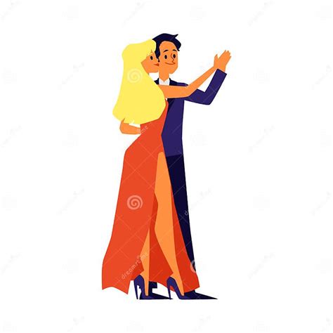 Dancing Couple Of Man And Woman Characters Flat Vector Illustration