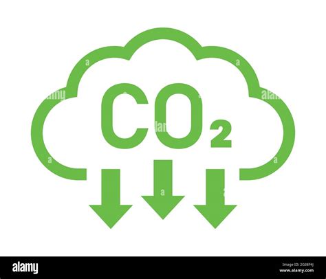 Green Cloud And Co2 Symbol With Down Arrows For Greenhouse Gas