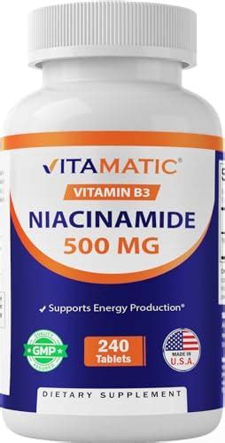 Vitamatic Niacinamide 500 Mg 240 Tablets Flush Free Vitamin B3 Supports Energy