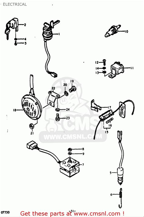 Suzuki GT750 1972 (J) USA (E03) ELECTRICAL - buy original ELECTRICAL ...