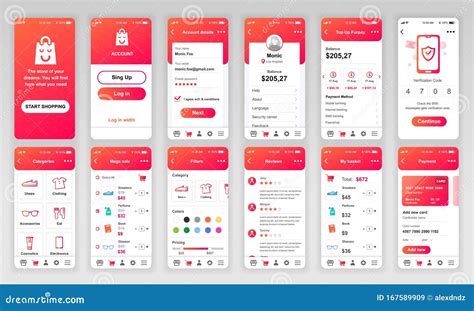 Set of UI, UX, GUI Screens Shopping App Flat Design Template for Mobile ...