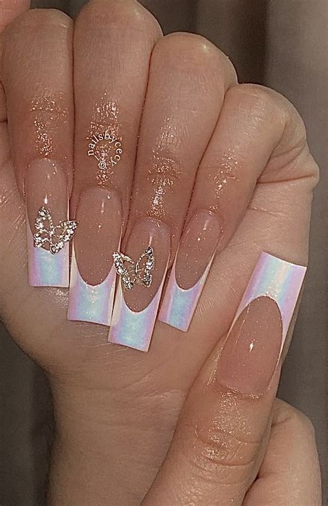 Simple Y2k French Tip Nails Spring Acrylic Nails Pink Chrome Nails