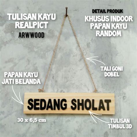 Jual Tulisan Kayu Sedang Sholat Kayu Jati Belanda Tulisan Timbul