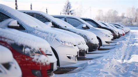 Row Of Cars Covered In Snow Background Automobile Snowfall Freeze