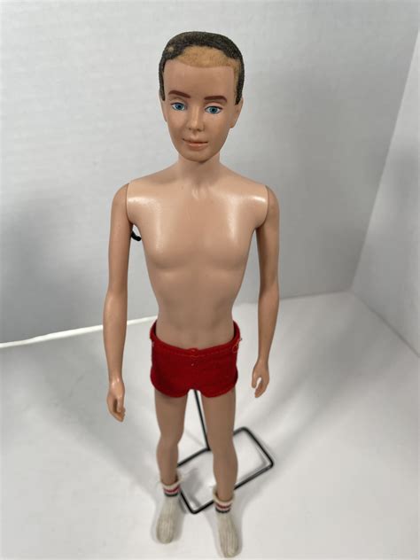 Vintage Ken Doll Flocked Brunette With Lavendar Ponytail Case Mattel Etsy