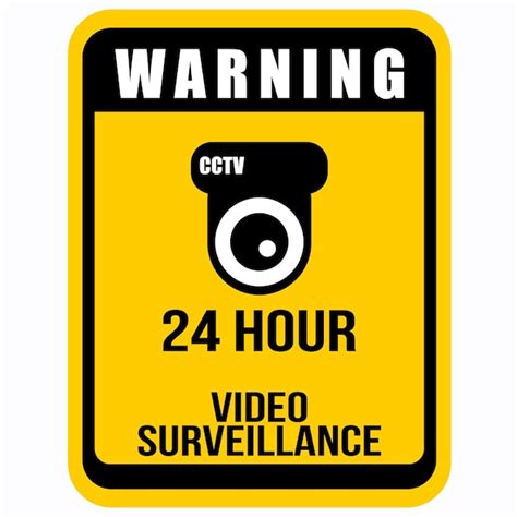 Premium Vector Warning 24 Hour Video Surveillance Sticker Vector