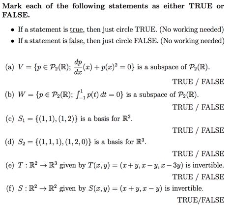 Solved Mark Each Of The Following Statements As Either True Chegg