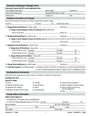 Fillable Online Humana Change Form Fill Online Printable Fillable