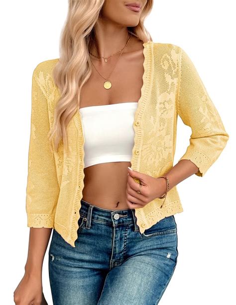 Kate Kasin Women S Cropped Cardigan Sweaters Trendy Lightweight