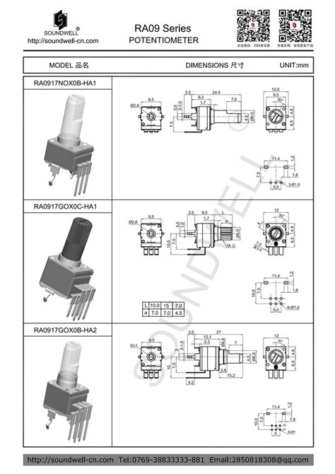 Ra09 Rotary Potentiometers 9mm Rotary Potentiometers Data Sheet Pdf