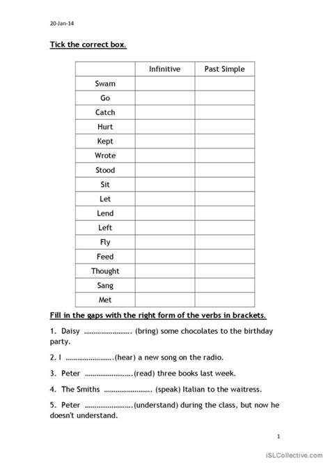 Simple Past Tense Regular And Irregular Verbs Worksheet 44 Off