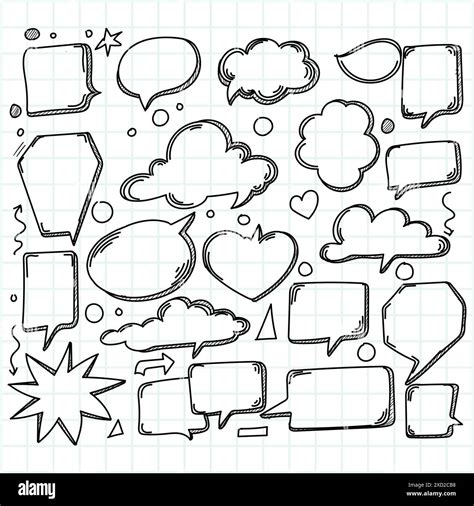 Hand Drawn Comic Speech Bubbles Sketch Design Stock Vector Image Art