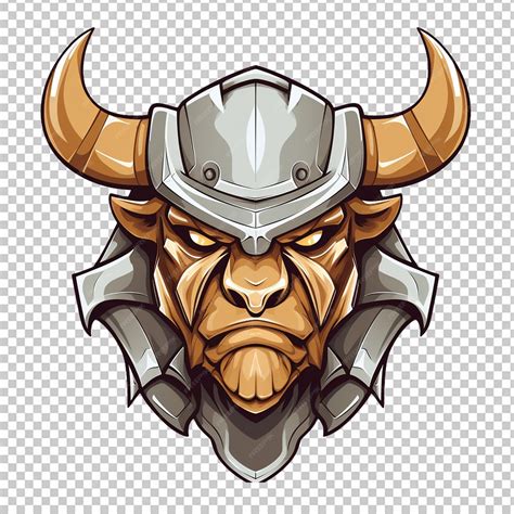 Premium Psd Cow Head Mascot Wearing A War Helmet