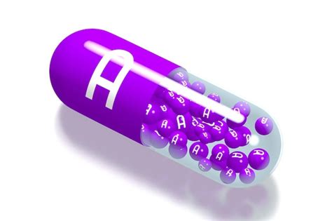 Premium Photo Vitamin A Concept Violet Pill On White Background 3d