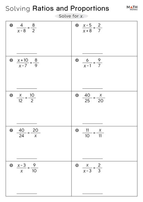 Ratio And Proportion Worksheets Math Monks