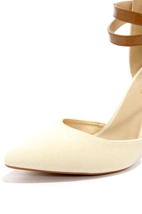 Cute Pointed Heels Nude High Heels Ankle Strap Heels 35 00
