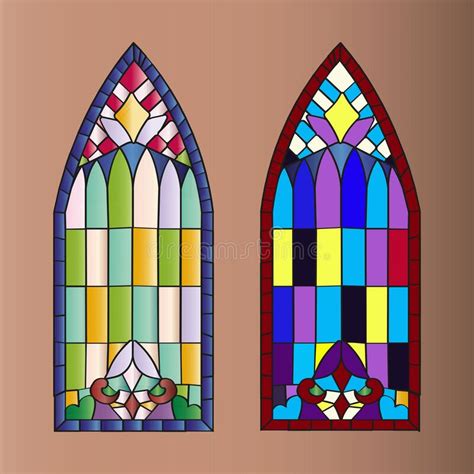 Stained Glass Windows In The Old Style Stock Vector Illustration Of Window Pieces 245790195