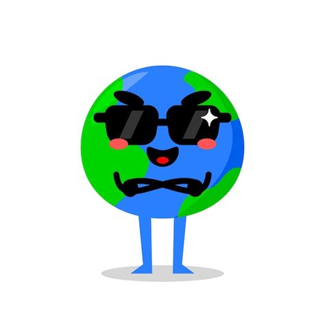 Premium Vector Cute Earth Mascot Wearing Sunglasses Funny Mascot Vector Illustration