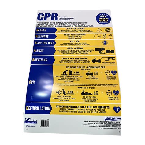 Cpr Pool Sign 2018 Updated Drsabcd Pvc Swimming Pool Safety Sign