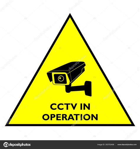 Attention Cctv Operation Yellow Triangle Sign Stock Vector By