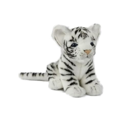 Handcrafted 6 Inch Sitting Lifelike White Tiger Cub Stuffed Animal | Hansa