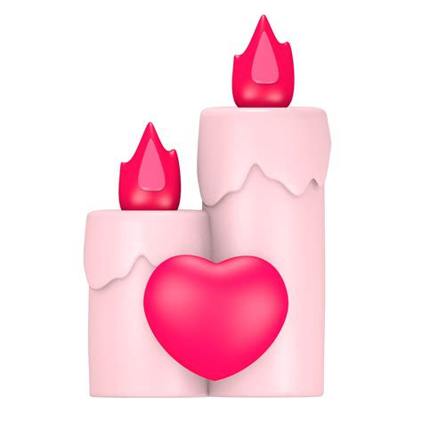 Free 3d Cute Pink Valentines Day Icon Candle Love 16618223 Png With