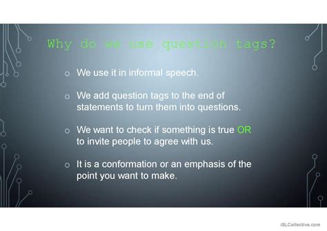 Question Tags Grammar Guide English Esl Powerpoints