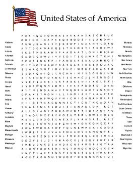 United States Of America Word Search Puzzle By Creative Creations By Mrs C