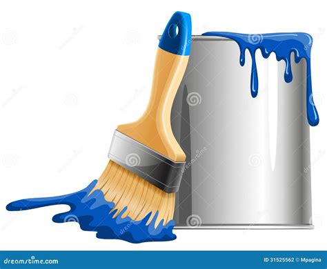 Bucket Of Paint And Brush Stock Vector Illustration Of Decoration