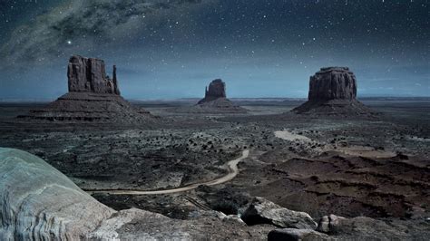 Panoramic view of Milky Way in Monument Valley, Arizona, Utah, USA ...