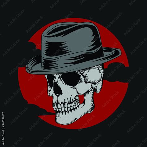 Artwork Illustration And T Shirt Design Skull With Cowboy Hat Premium