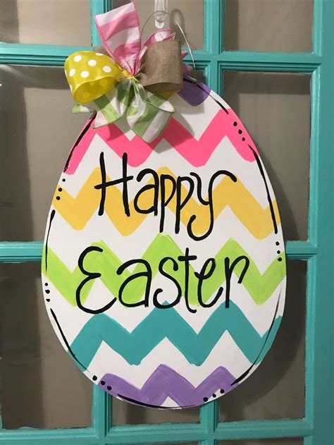 Easter Egg Wooden Door Hanger Etsy Easter Door Decor Wooden Door