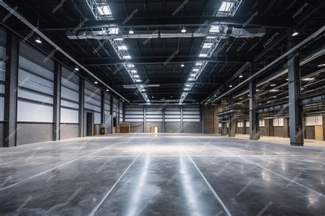 Premium Ai Image Generative Ai Large Modern Empty Storehouse Warehous