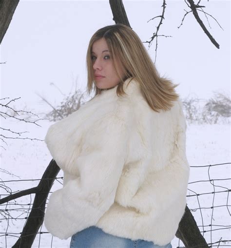 White Rabbit Fur Jacket Fur Coats Women Rabbit Fur Coat Rabbit Fur