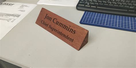 Natural Solid Wood Stylish Personalised Desk Name Plate Custom