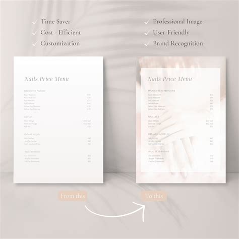 Nail Price List Template Editable Nail Art Salon Pricing Guide