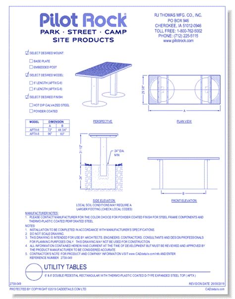 Utility Tables 6 And 8 Double Pedestal Rectangular Wthermo Plastic