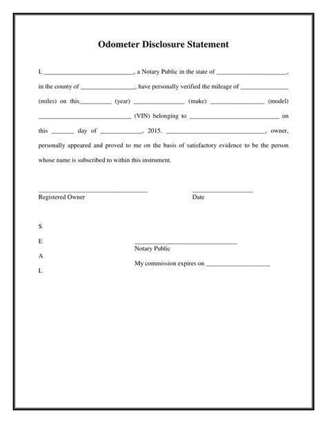 Notarized Odometer Statement ≡ Fill Out Printable Pdf Forms Online